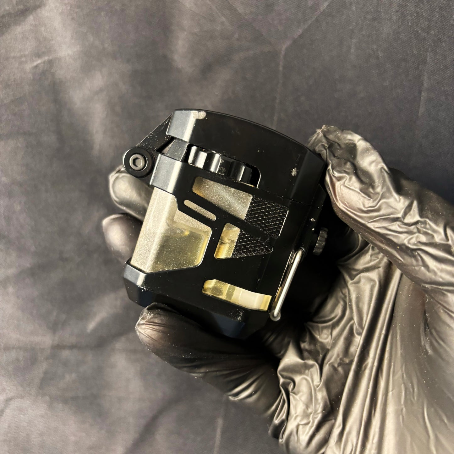 FY-Roxia Armor Torch Lighter - Windproof Metal Lighter for Kitchen & Outdoor, Cool Black Design with Red Flame, Glowing Feature, Ideal Gift