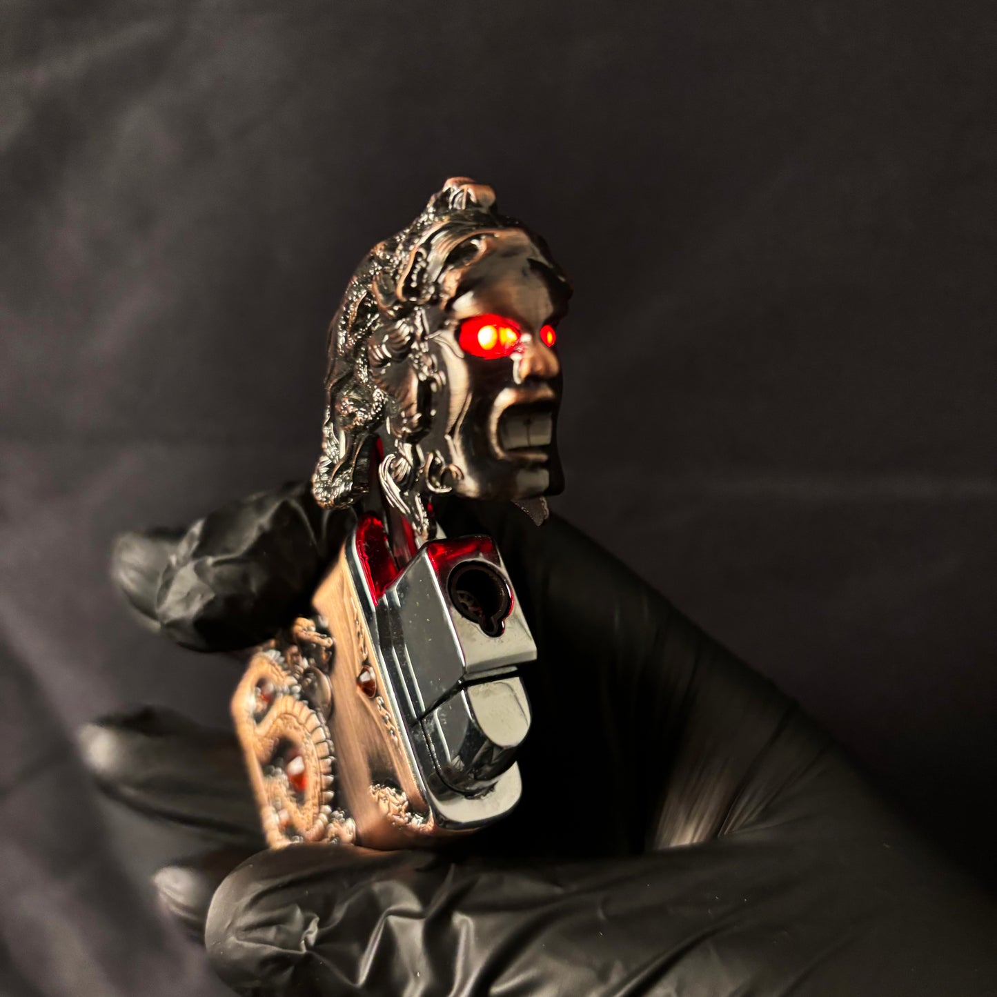 FY-Roxia Medusa Dual Fire Lighter - Windproof Metal Torch Lighter for Kitchen & Outdoor, Cool Copper Design, Ideal Gift