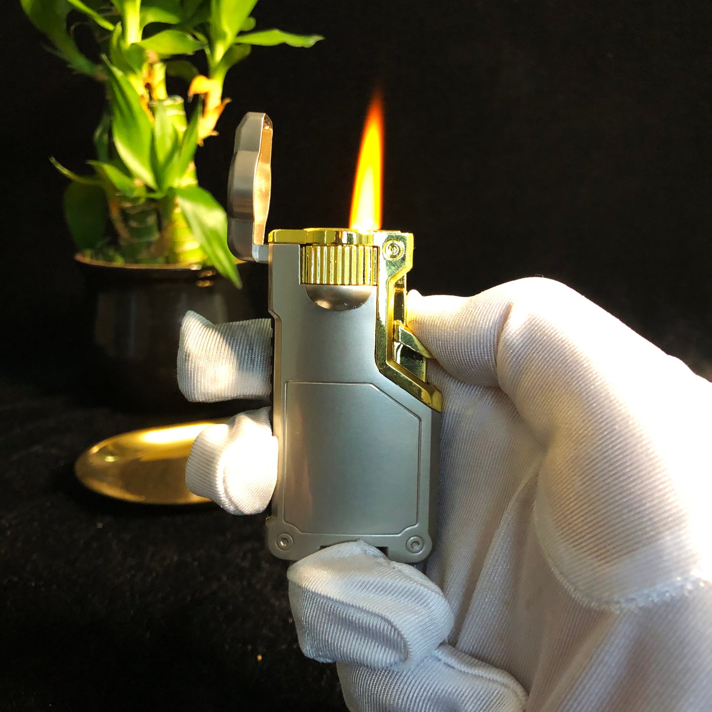 FY-Roxia WH3 Lighter - Windproof Metal Torch Lighter for Kitchen Use, Candle Lighting & Outdoor Survival, Cool Gift with Three Flame Colors Switch (Gray)