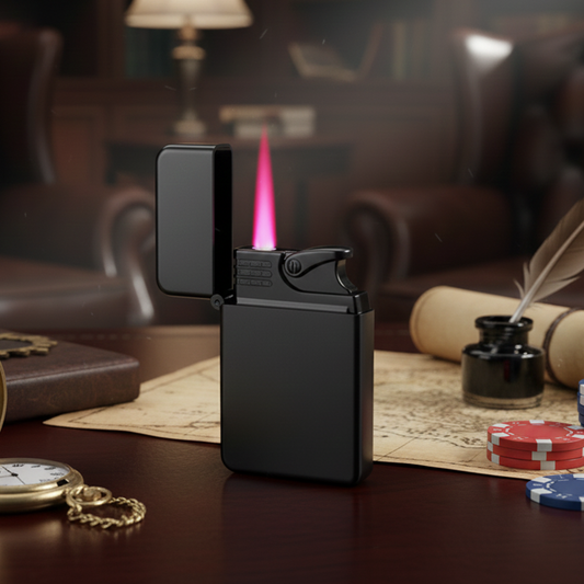 Windproof Metal Torch Lighter - Adjustable Red Flame Butane Jet Lighter for Camping & BBQ