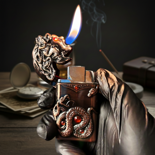 FY-Roxia Medusa Dual Fire Lighter - Windproof Metal Torch Lighter for Kitchen & Outdoor, Cool Copper Design, Ideal Gift