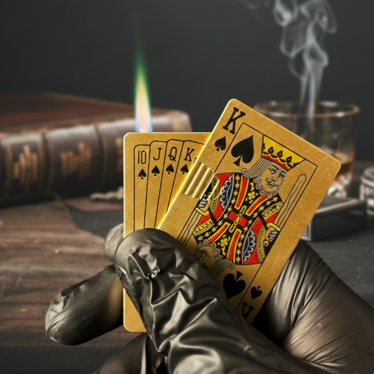 FY-Roxia Poke King Torch - Windproof Metal Torch Lighter for Kitchen & Outdoor, Cool Gold Design with Green Flame, Ideal Gift