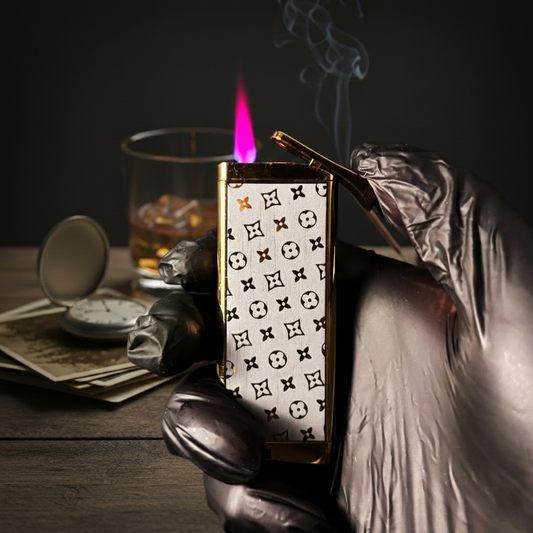 FY-Roxia Star Torch Lighter - Windproof Metal Torch Lighter for Kitchen & Outdoor, Cool Gold Design with Red Flame, Ideal Gift