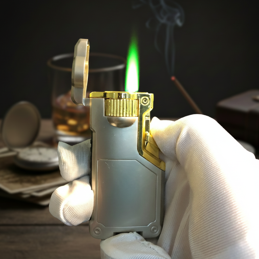 FY-Roxia WH3 Lighter - Windproof Metal Torch Lighter for Kitchen Use, Candle Lighting & Outdoor Survival, Cool Gift with Three Flame Colors Switch (Gray)