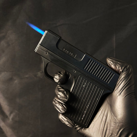 FY-Roxia Gun Lighter - Windproof Plastic Torch Lighter for Kitchen & Outdoor, Cool Black Design with Blue Flame, Ideal Giftme, Ideal Gift