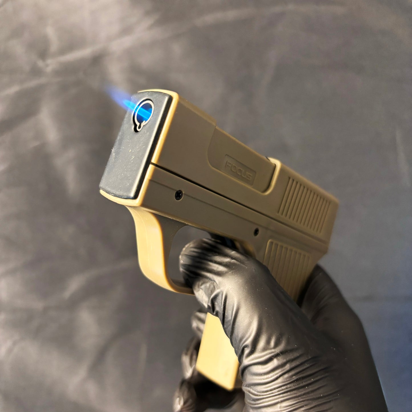 FY-Roxia Gun Lighter V2 - Windproof Plastic Torch Lighter for Kitchen & Outdoor, Cool Yellow Design with Blue Flame, Ideal Gift