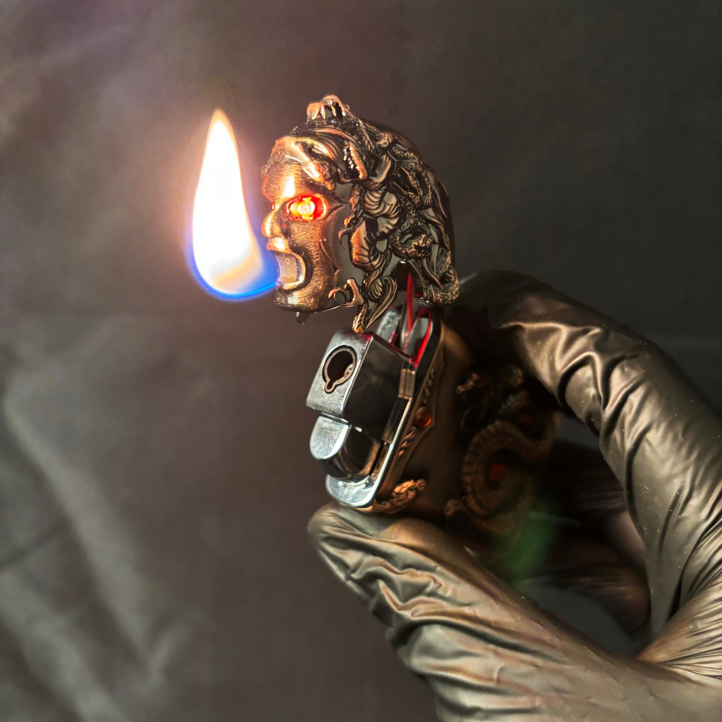FY-Roxia Medusa Dual Fire Lighter - Windproof Metal Torch Lighter for Kitchen & Outdoor, Cool Copper Design, Ideal Gift