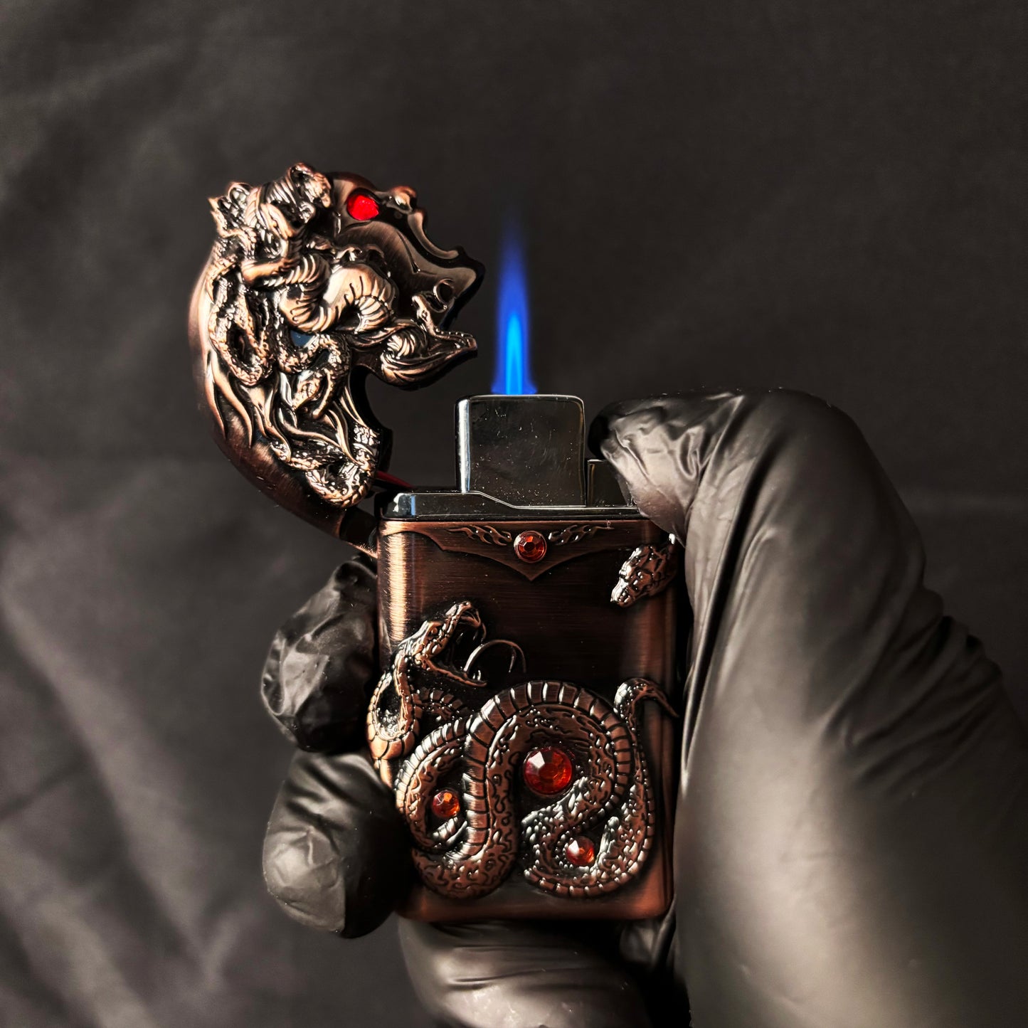 FY-Roxia Medusa Dual Fire Lighter - Windproof Metal Torch Lighter for Kitchen & Outdoor, Cool Copper Design, Ideal Gift