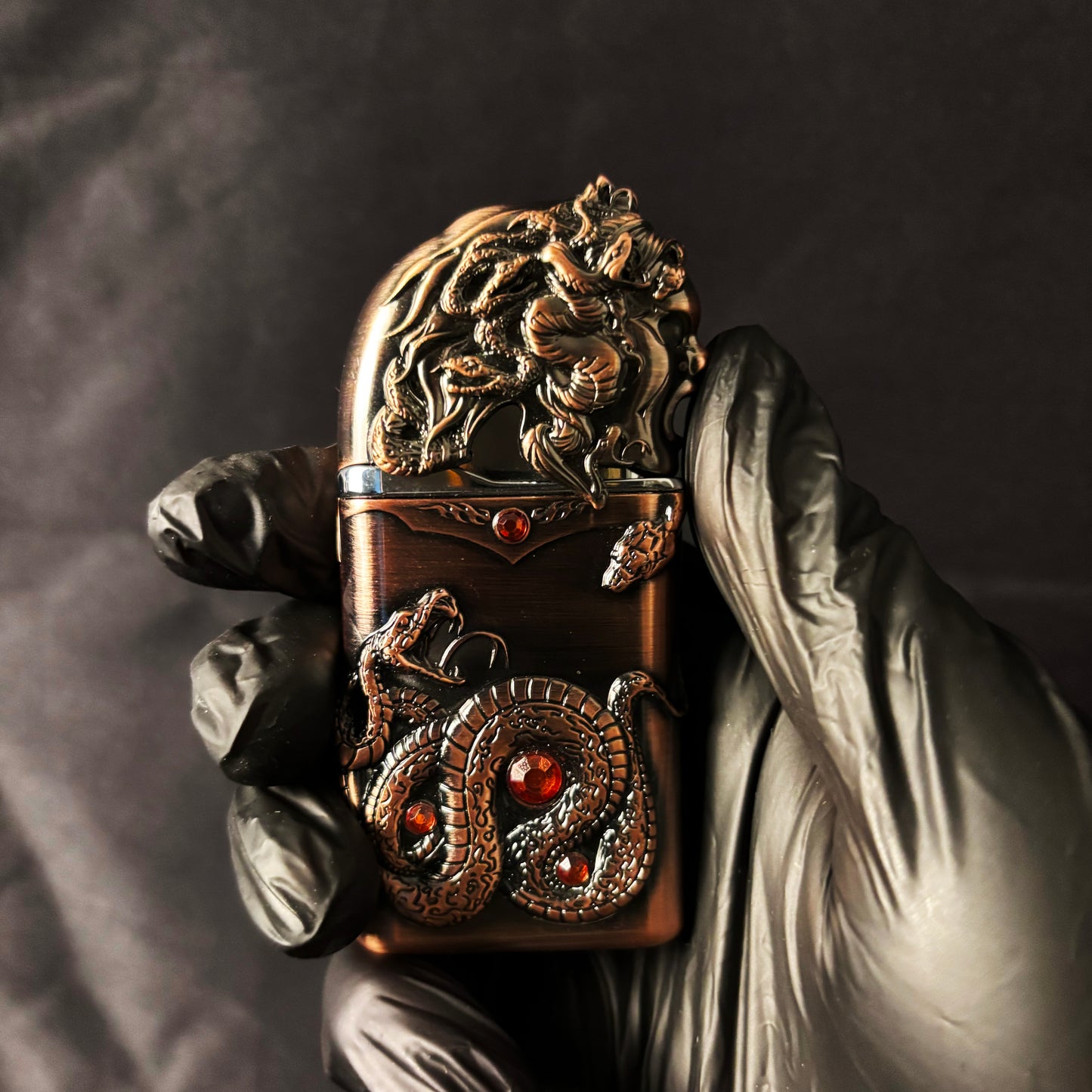 FY-Roxia Medusa Dual Fire Lighter - Windproof Metal Torch Lighter for Kitchen & Outdoor, Cool Copper Design, Ideal Gift