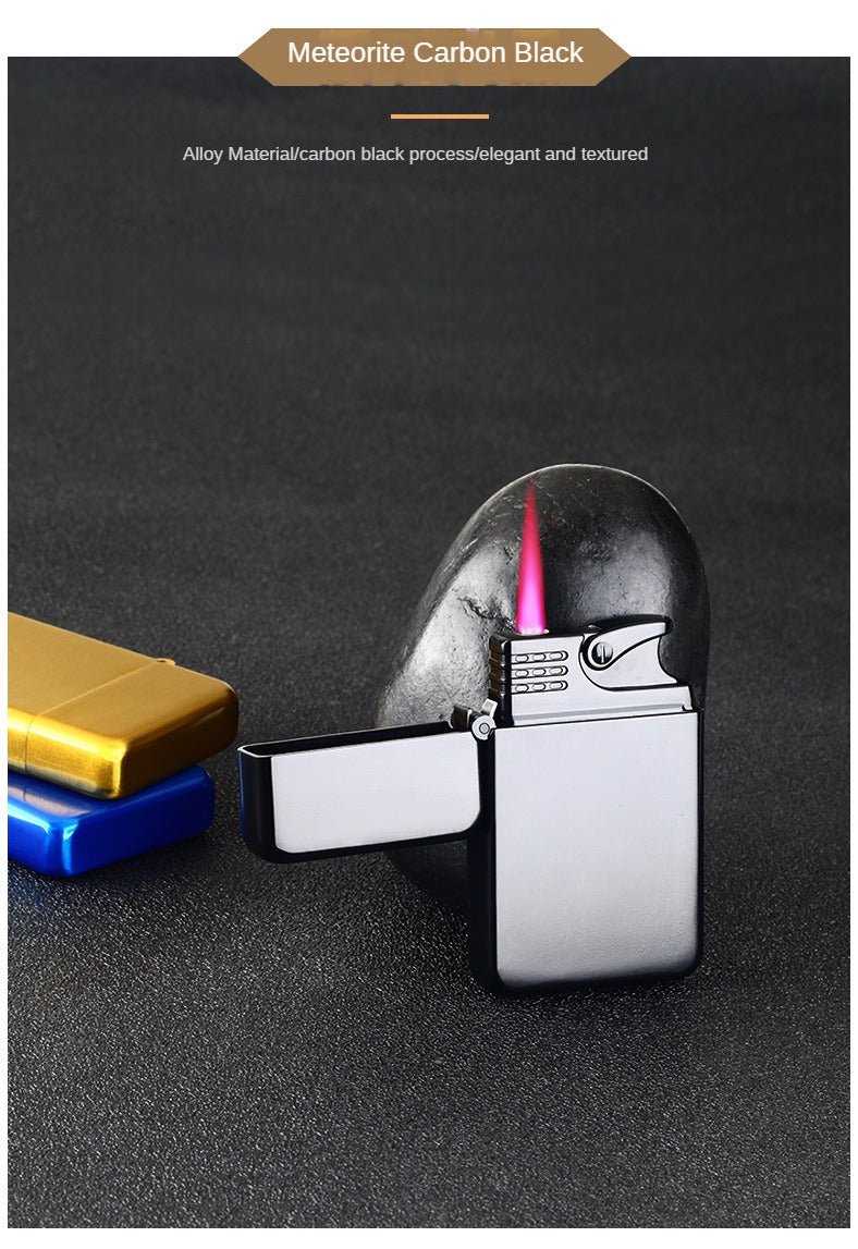 Windproof Metal Torch Lighter - Adjustable Red Flame Butane Jet Lighter for Camping & BBQ