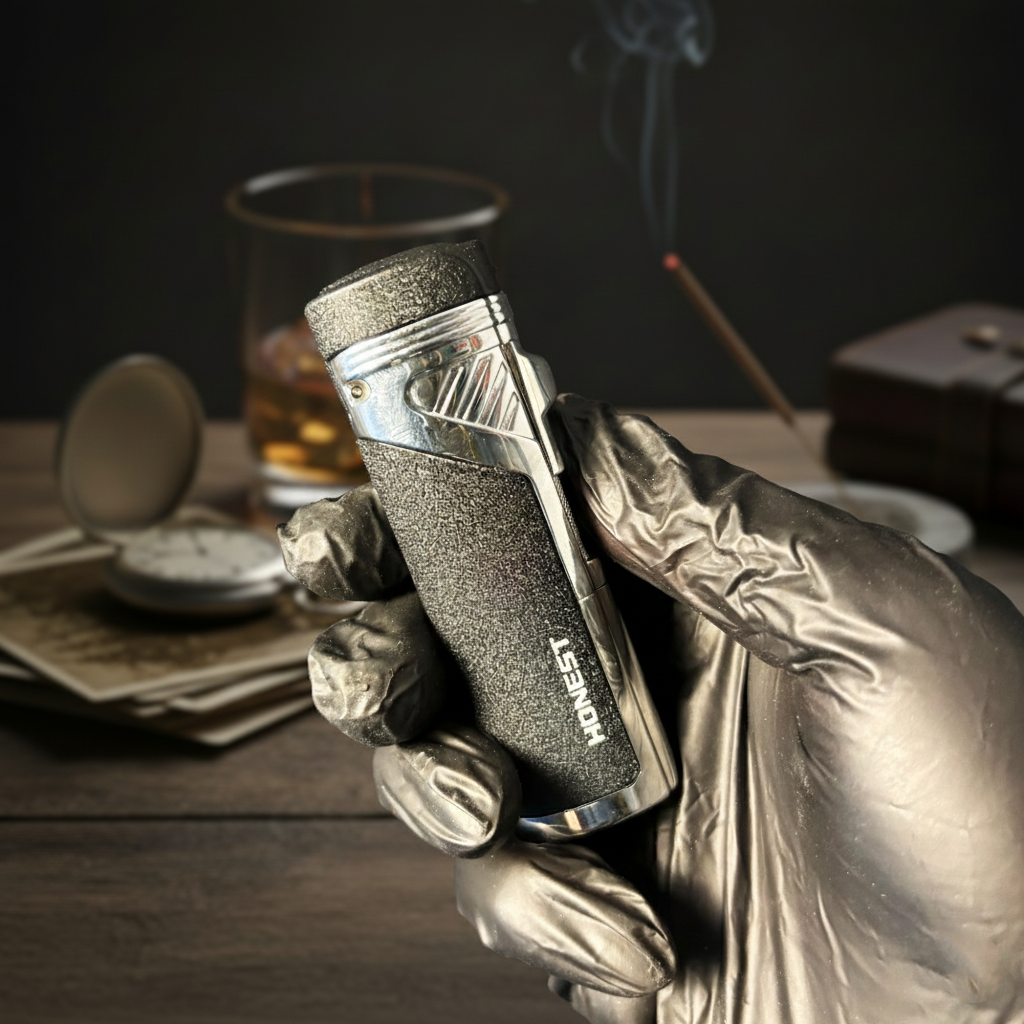 FY-Roxia Red Killer Torch Lighter - Matte Metal Windproof Torch Lighter for Kitchen & Outdoor, Cool Black Design with Red Flame, Ideal Gift