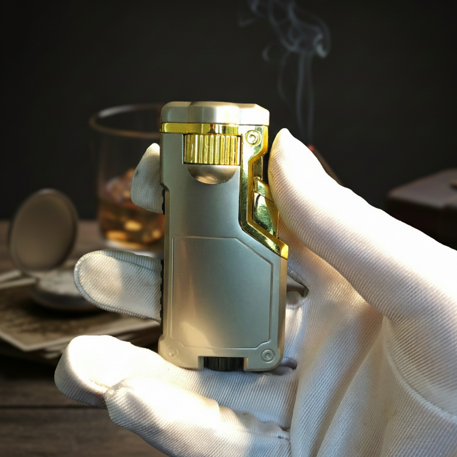 FY-Roxia WH3 Lighter - Windproof Metal Torch Lighter for Kitchen Use, Candle Lighting & Outdoor Survival, Cool Gift with Three Flame Colors Switch (Gray)