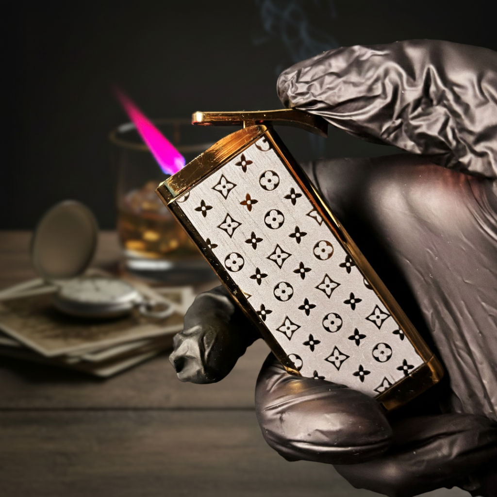 FY-Roxia Star Torch Lighter - Windproof Metal Torch Lighter for Kitchen & Outdoor, Cool Gold Design with Red Flame, Ideal Gift