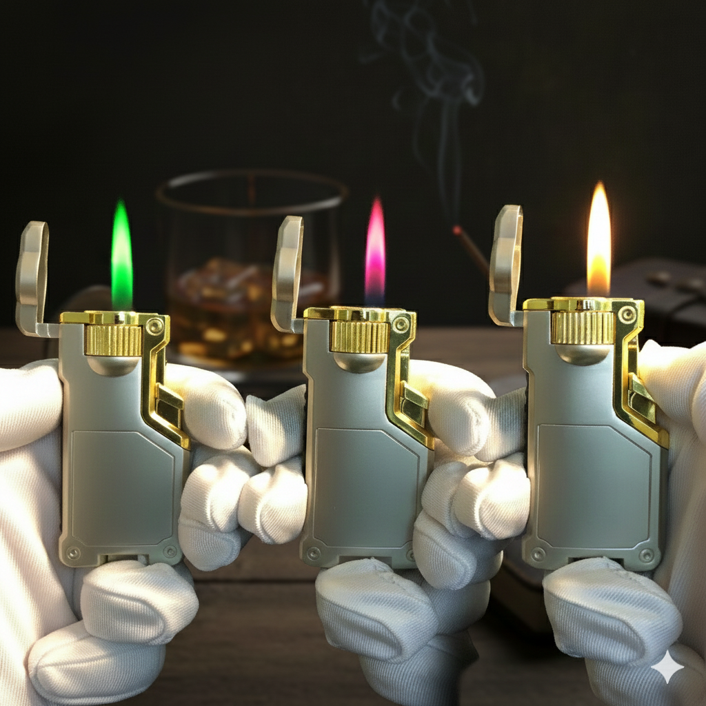 FY-Roxia WH3 Lighter - Windproof Metal Torch Lighter for Kitchen Use, Candle Lighting & Outdoor Survival, Cool Gift with Three Flame Colors Switch (Gray)