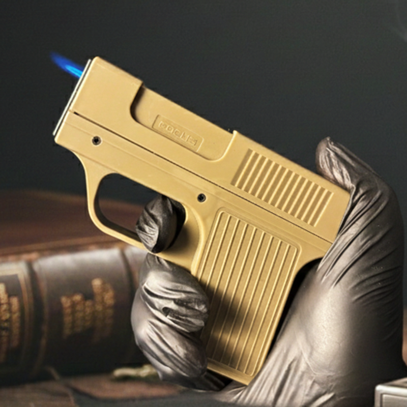 FY-Roxia Gun Lighter V2 - Windproof Plastic Torch Lighter for Kitchen & Outdoor, Cool Yellow Design with Blue Flame, Ideal Gift
